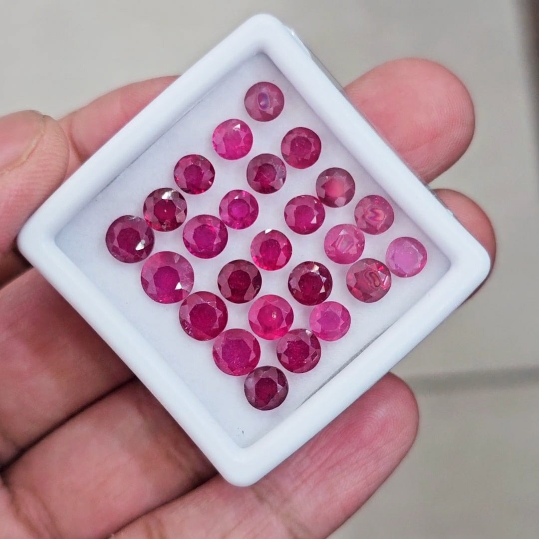 25Pcs Of Natural Ruby Faceted | Round | Size: 4-7mm