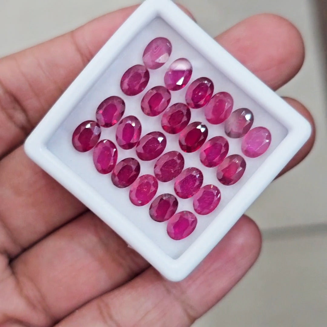 24Pcs Of Natural Ruby Faceted | Oval | Size: 7x5mm