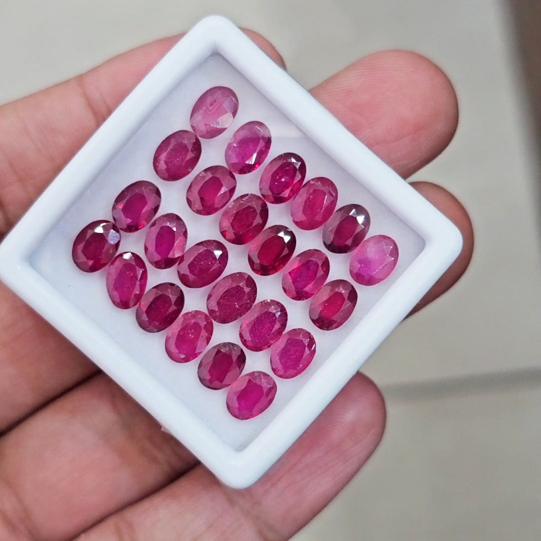 24Pcs Of Natural Ruby Faceted | Oval | Size: 7x5mm