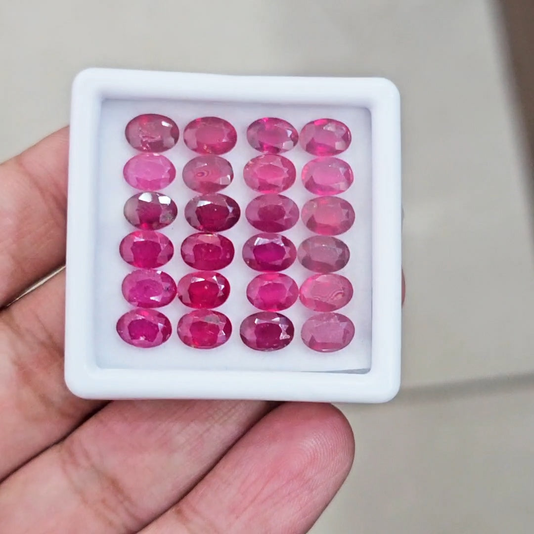 24Pcs Of Natural Ruby Faceted | Oval | Size: 7x5mm