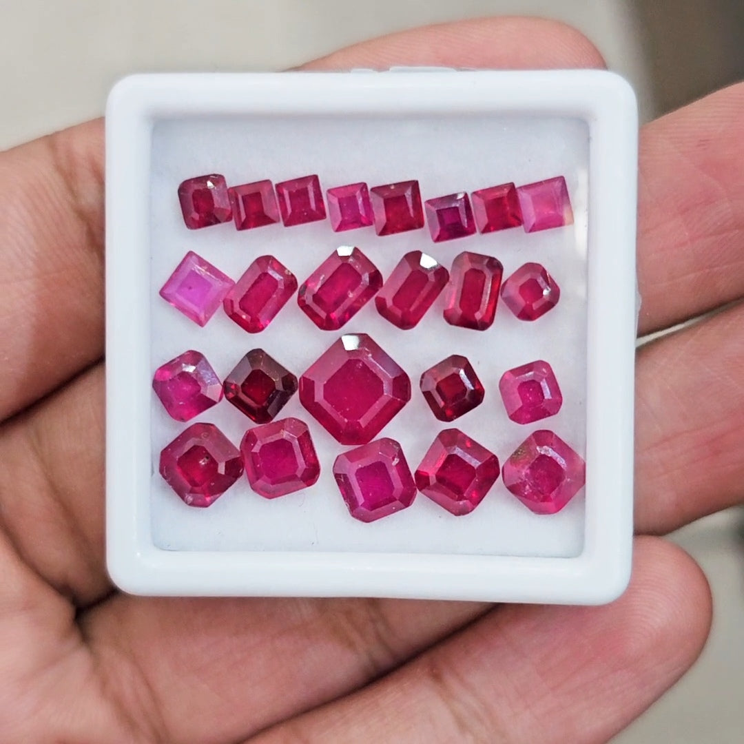 24Pcs Of Natural Ruby Faceted | Mix Shape | Size: 4-8mm