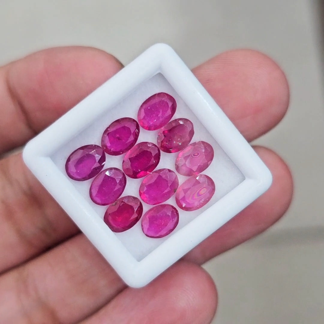 11Pcs Of Natural Ruby Faceted | Oval | Size: 7x5mm