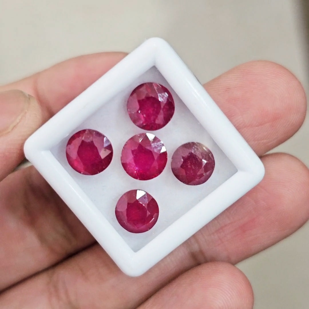 5Pcs Of Natural Ruby Faceted | Round | Size: 8mm