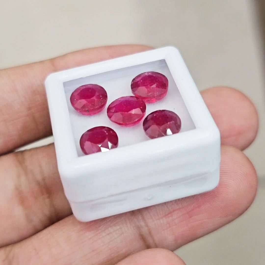 5Pcs Of Natural Ruby Faceted | Round | Size: 8mm