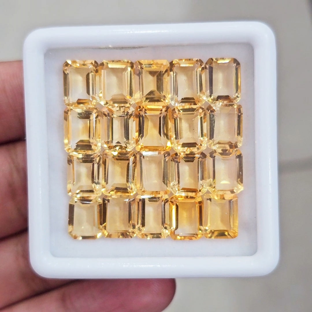 20Pcs Of Natural Citrine Faceted | Rectangle | Size: 9x7mm