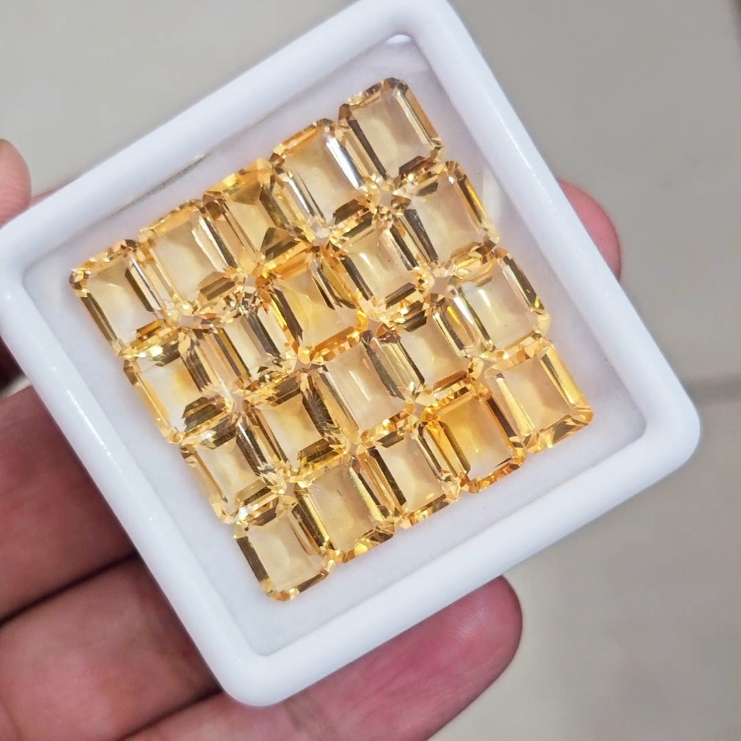 20Pcs Of Natural Citrine Faceted | Rectangle | Size: 9x7mm