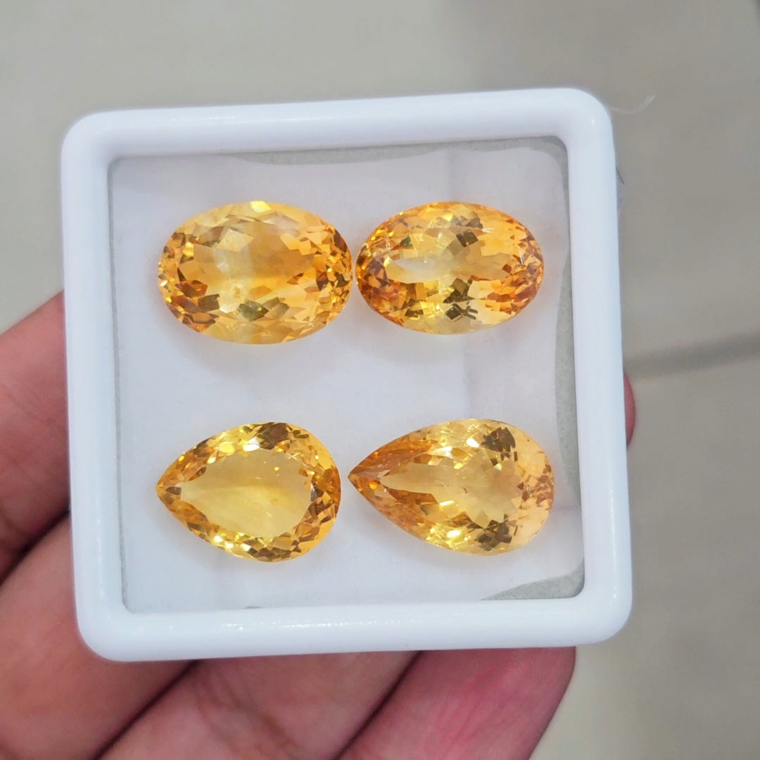 4Pcs Of Natural Citrine Faceted | Mix Shape | Size: 17-19mm