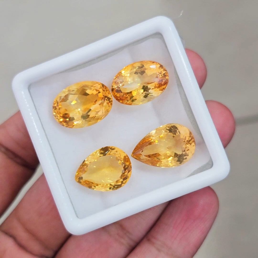 4Pcs Of Natural Citrine Faceted | Mix Shape | Size: 17-19mm