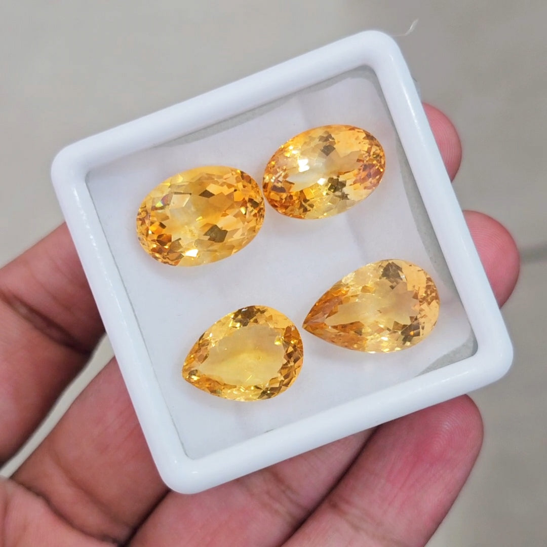4Pcs Of Natural Citrine Faceted | Mix Shape | Size: 17-19mm