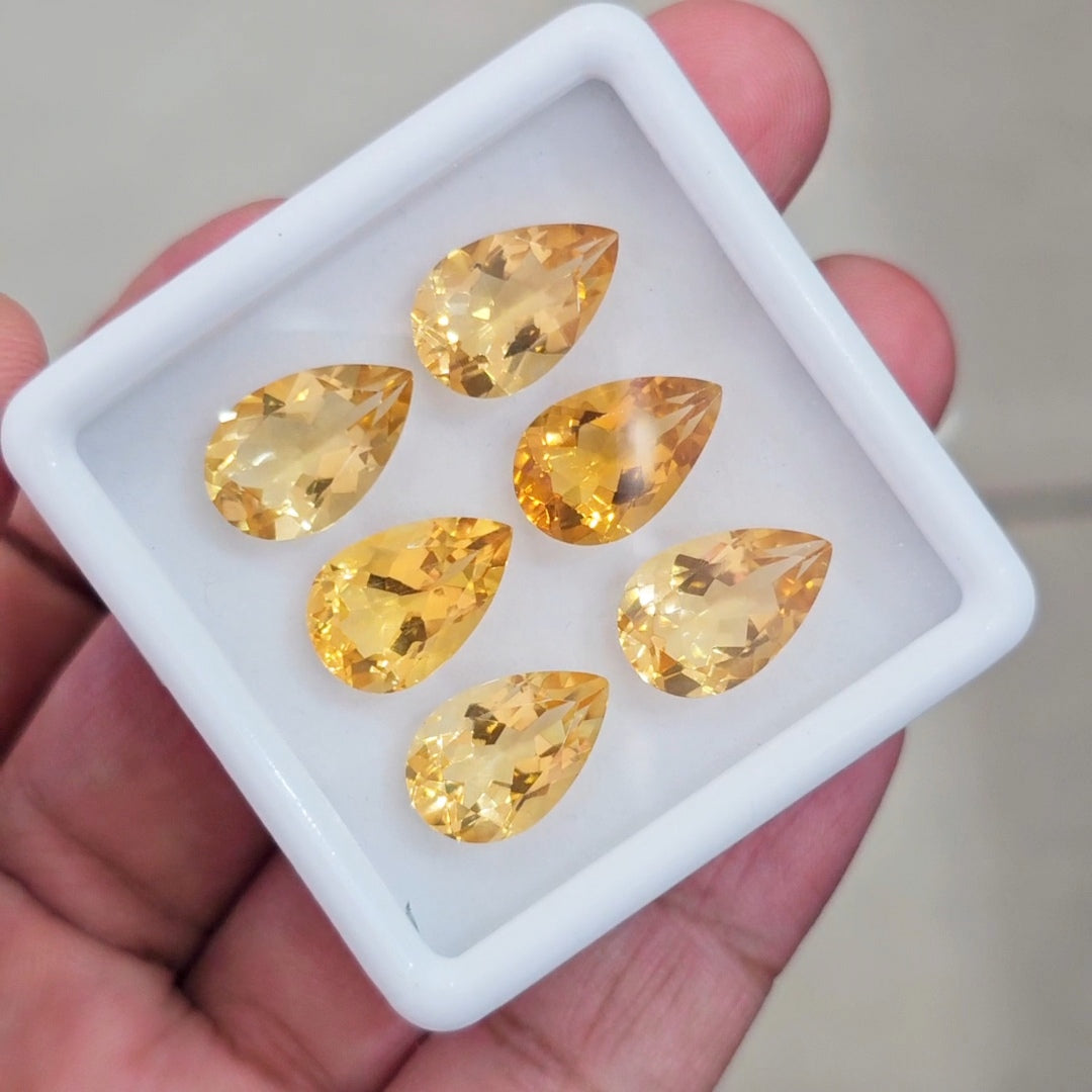 4Pcs Of Natural Citrine Faceted | Pear | Size: 16-18mm