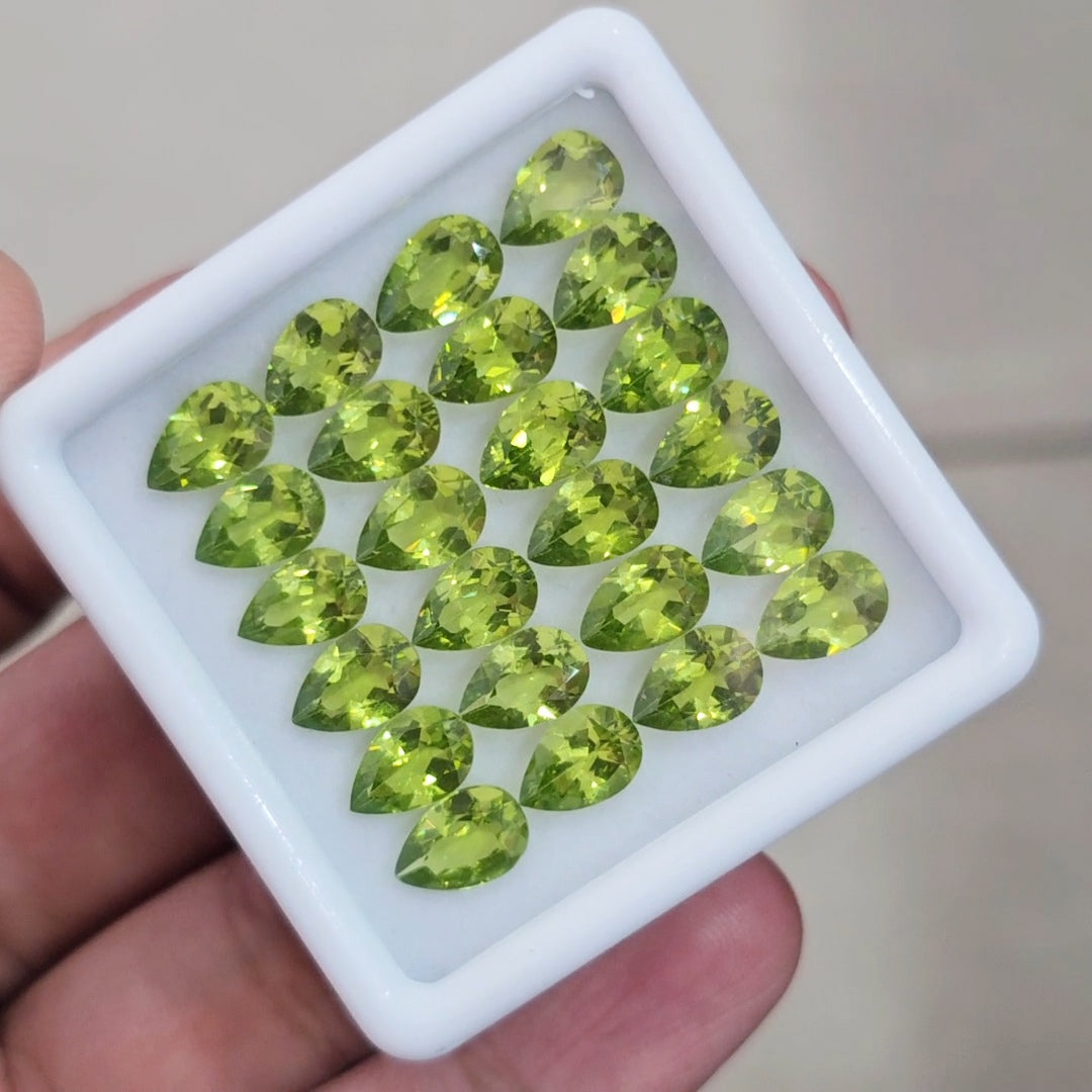 24 Pcs of Natural Peridot Faceted | Pear | Size: 9x6mm