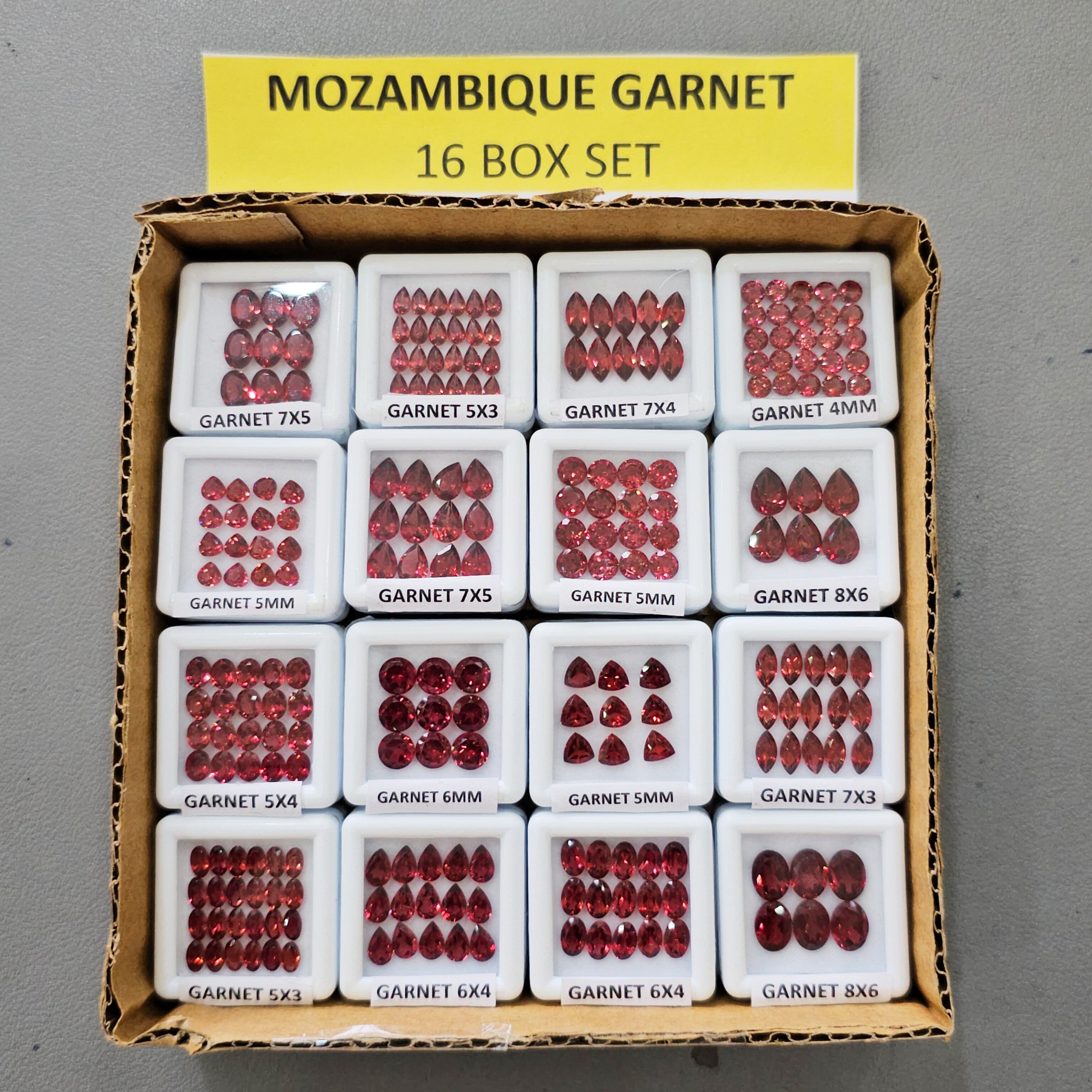 16 Box Prime set of Natural Mozambique Garnet | Top Quality | with boxes