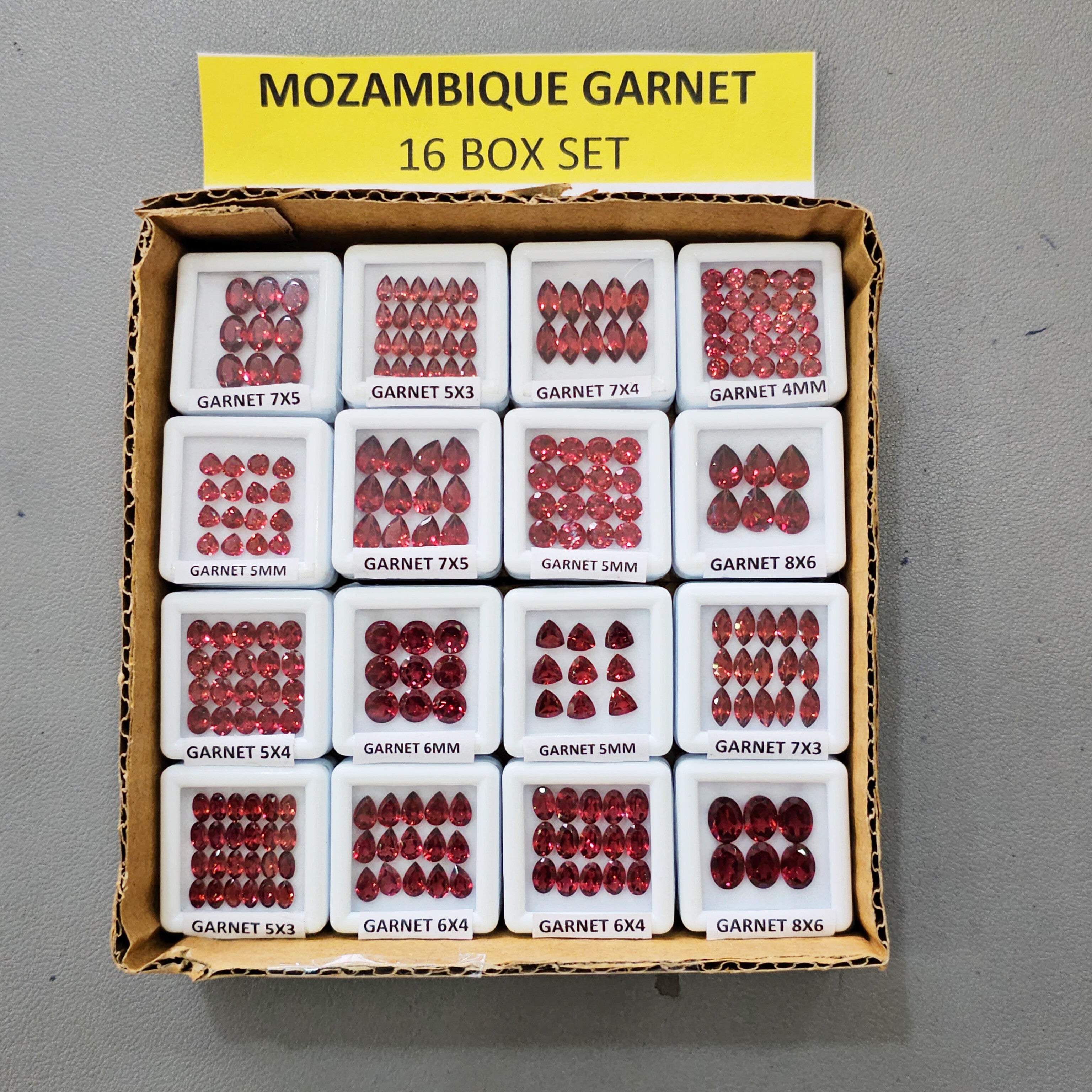 16 Box Prime set of Natural Mozambique Garnet | Top Quality | with boxes