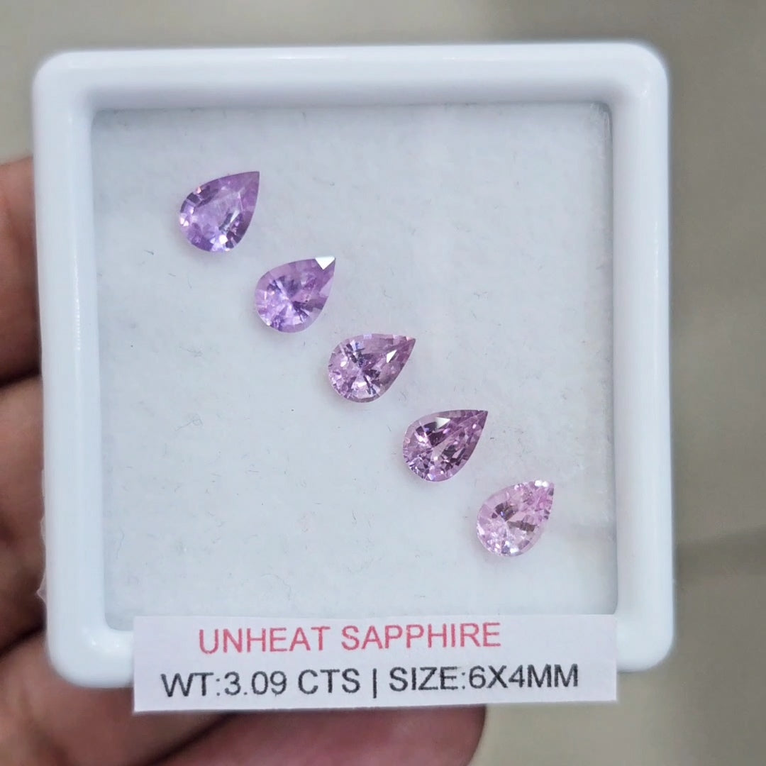 Box Of Natural Sri Lanka Unheated Purple Sapphire | 6x4mm | Pear