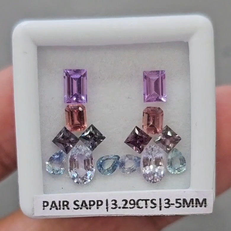 Pair Box Of Natural Sapphire | 3-5mm | Mix Shape