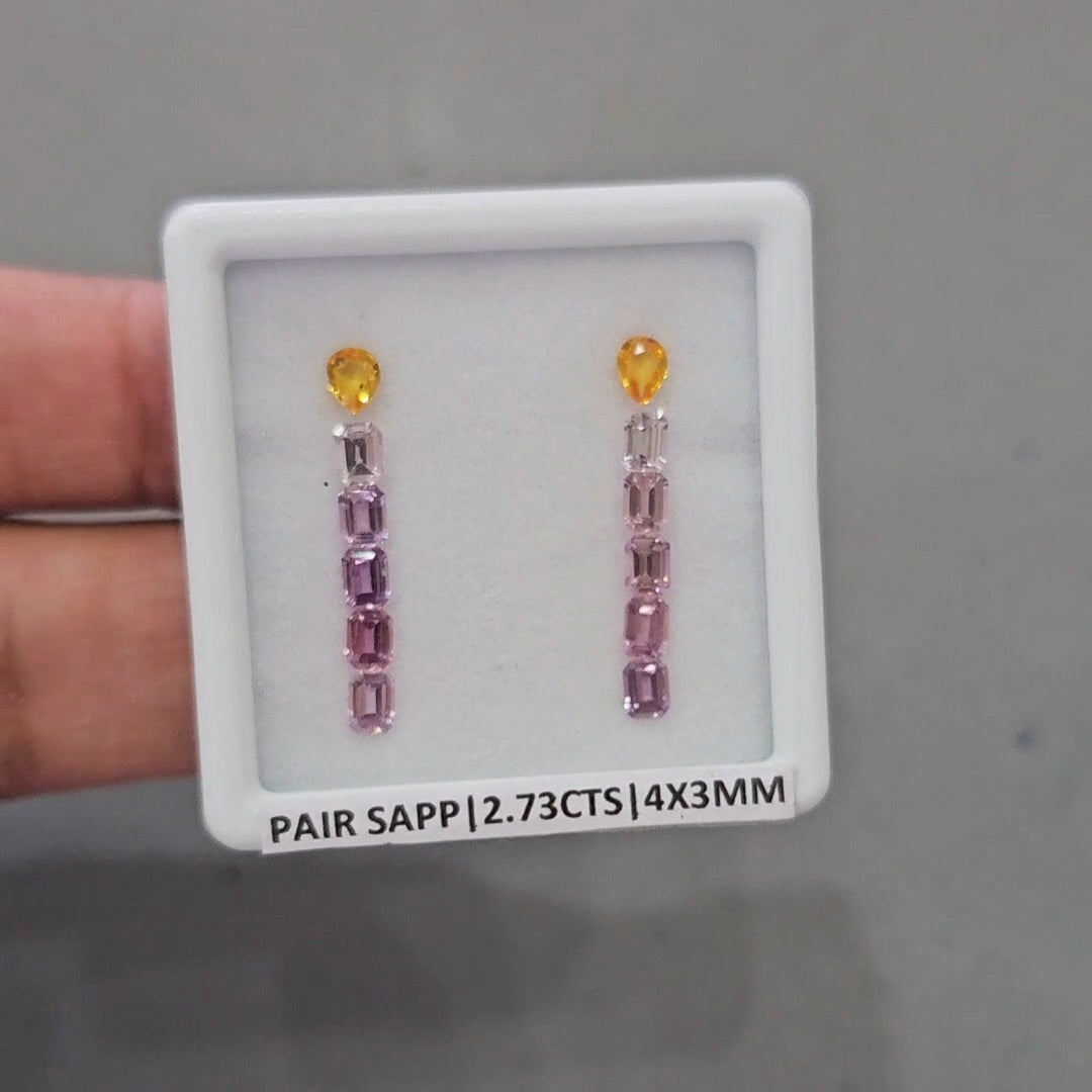 Pair Box Of Natural Sapphire | 4x3mm | Rectangle & Pear