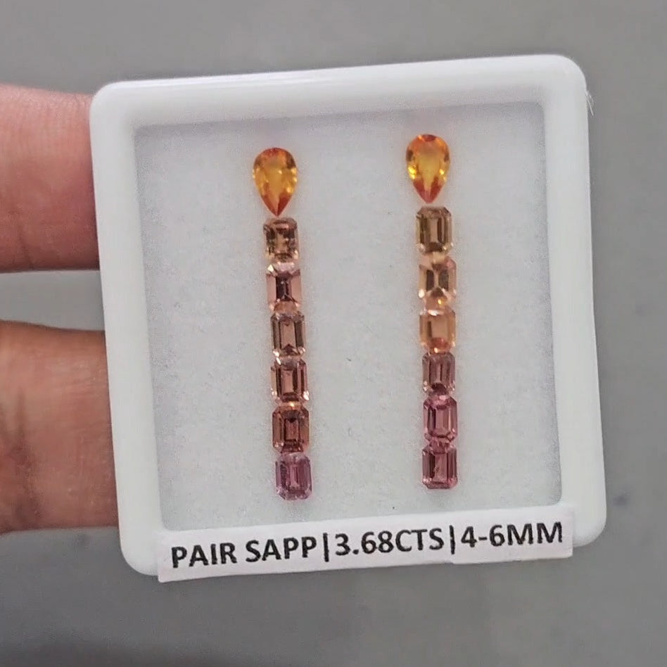 Pair Box Of Natural Sapphire | 4-6mm | Rectangle & Pear
