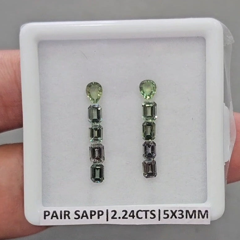 Pair Box Of Natural Sapphire | 5x3mm | Rectangle & Pear