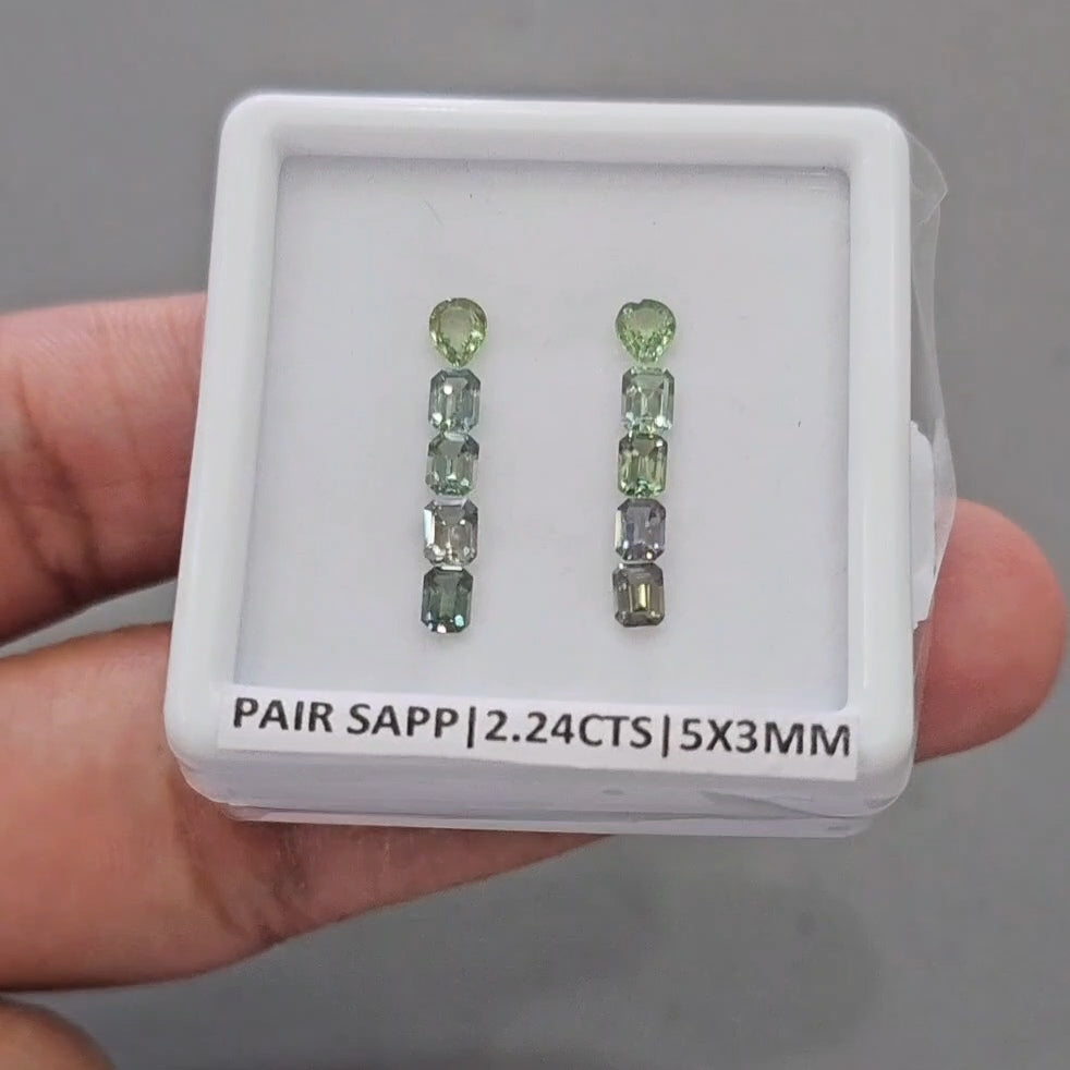 Pair Box Of Natural Sapphire | 5x3mm | Rectangle & Pear