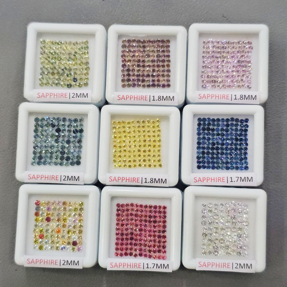 9 Boxes of Sapphire Melee | Ideal-Round Cut | New Pack