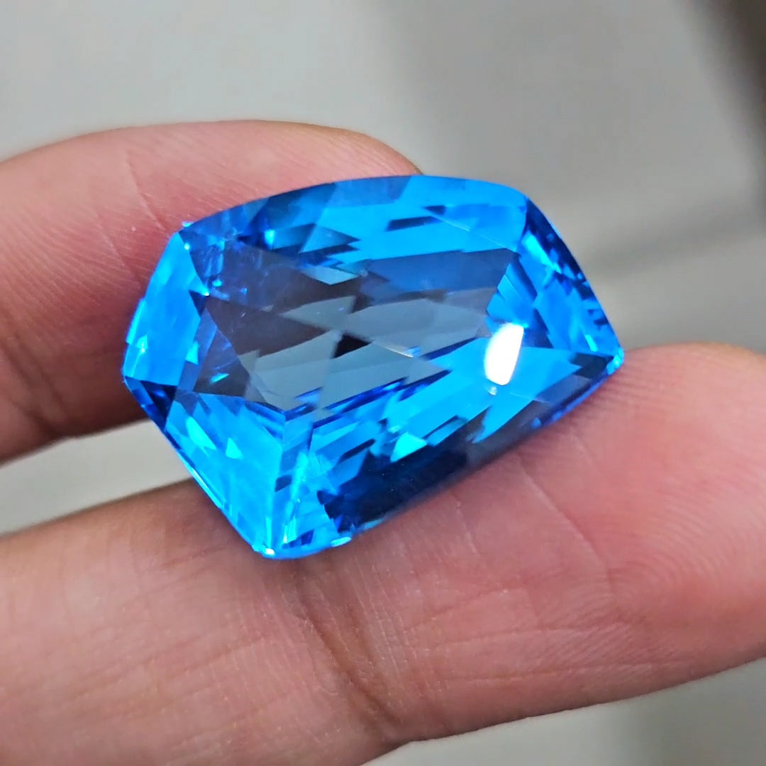 40.3Cts Of Natural Swiss Blue Topaz Checker Cut | Fancy | 23x19mm