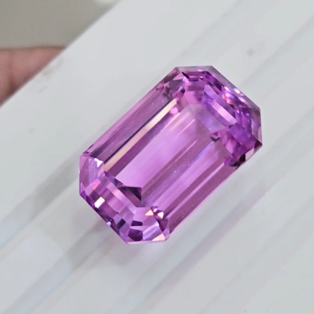 51.4 Cts Natural Kunzite Faceted Clean| With Certificate| 24x15mm | Rectangle |Clean - The LabradoriteKing