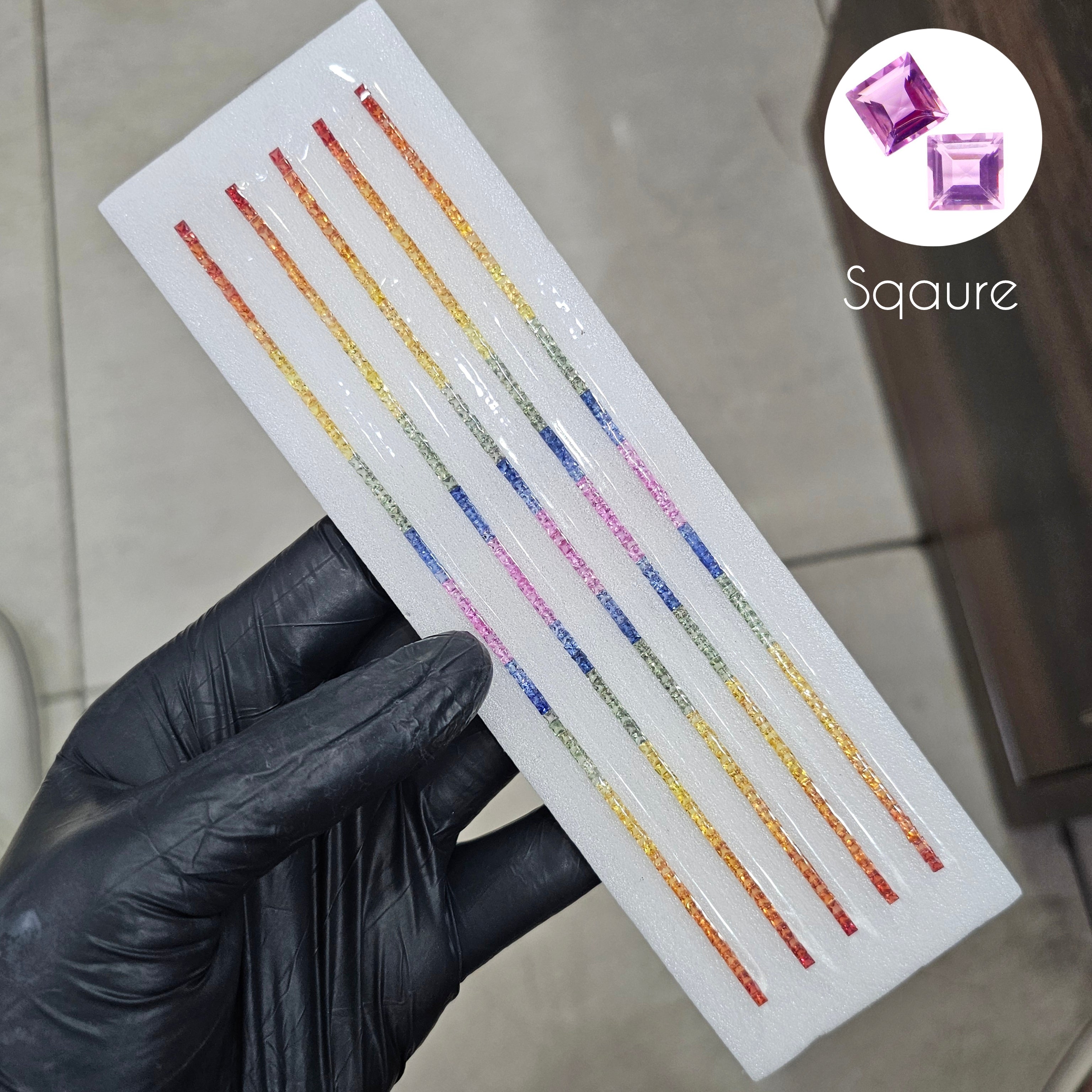 Natural Rainbow Sapphire 7'' Inches Line | One Line is 2.3mm Square | 6.65cts - The LabradoriteKing