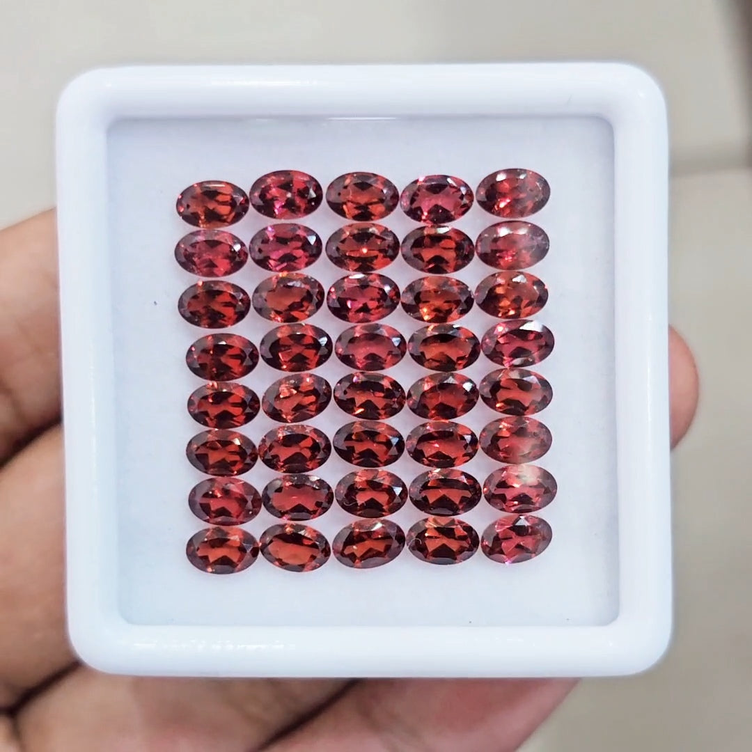 40pcs Natural Mozambique Cherry Garnet Faceted | Oval | Size: 6x4mm (Copy) - The LabradoriteKing
