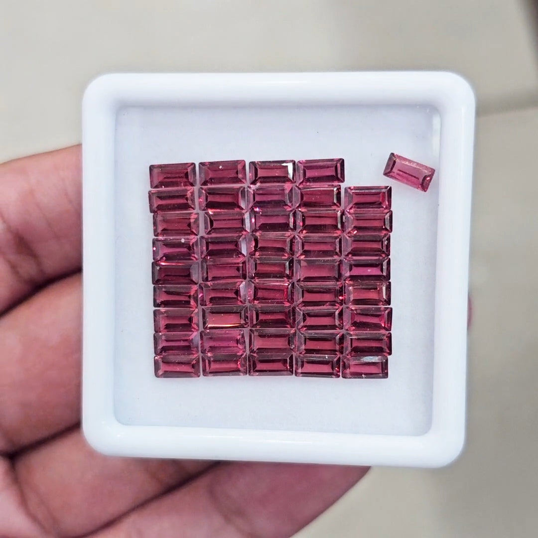 45pcs Natural Mozambique Cherry Garnet Faceted | Rectangle | Size: 6x3mm - The LabradoriteKing