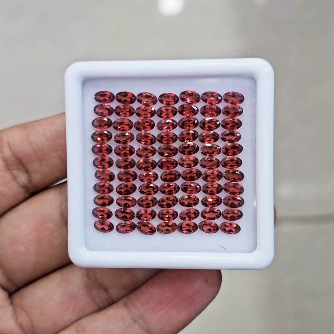 77pcs Natural Mozambique Cherry Garnet Faceted | Oval | Size: 5x3mm - The LabradoriteKing