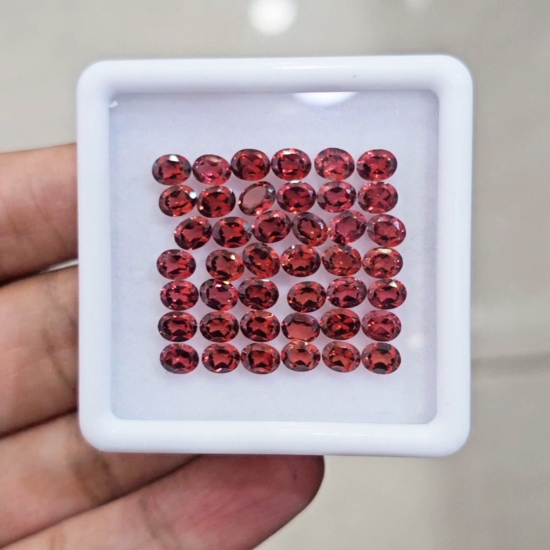 42pcs Natural Mozambique Cherry Garnet Faceted | Oval | Size: 5x4mm - The LabradoriteKing