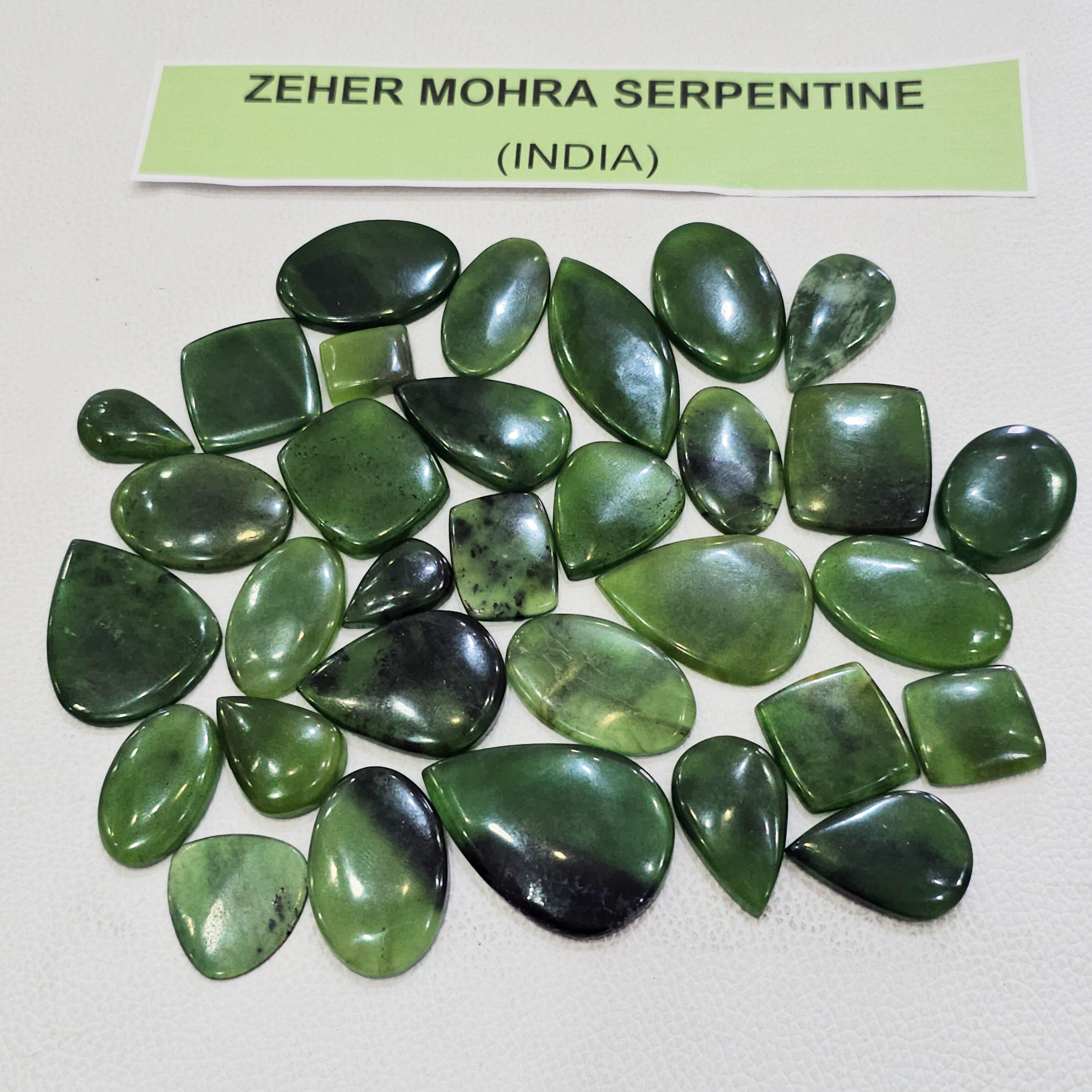 250 Grams Natural Zeher Mohra Serpentine Gemstones | 50Pcs (Approx.) | 15–45mm - The LabradoriteKing