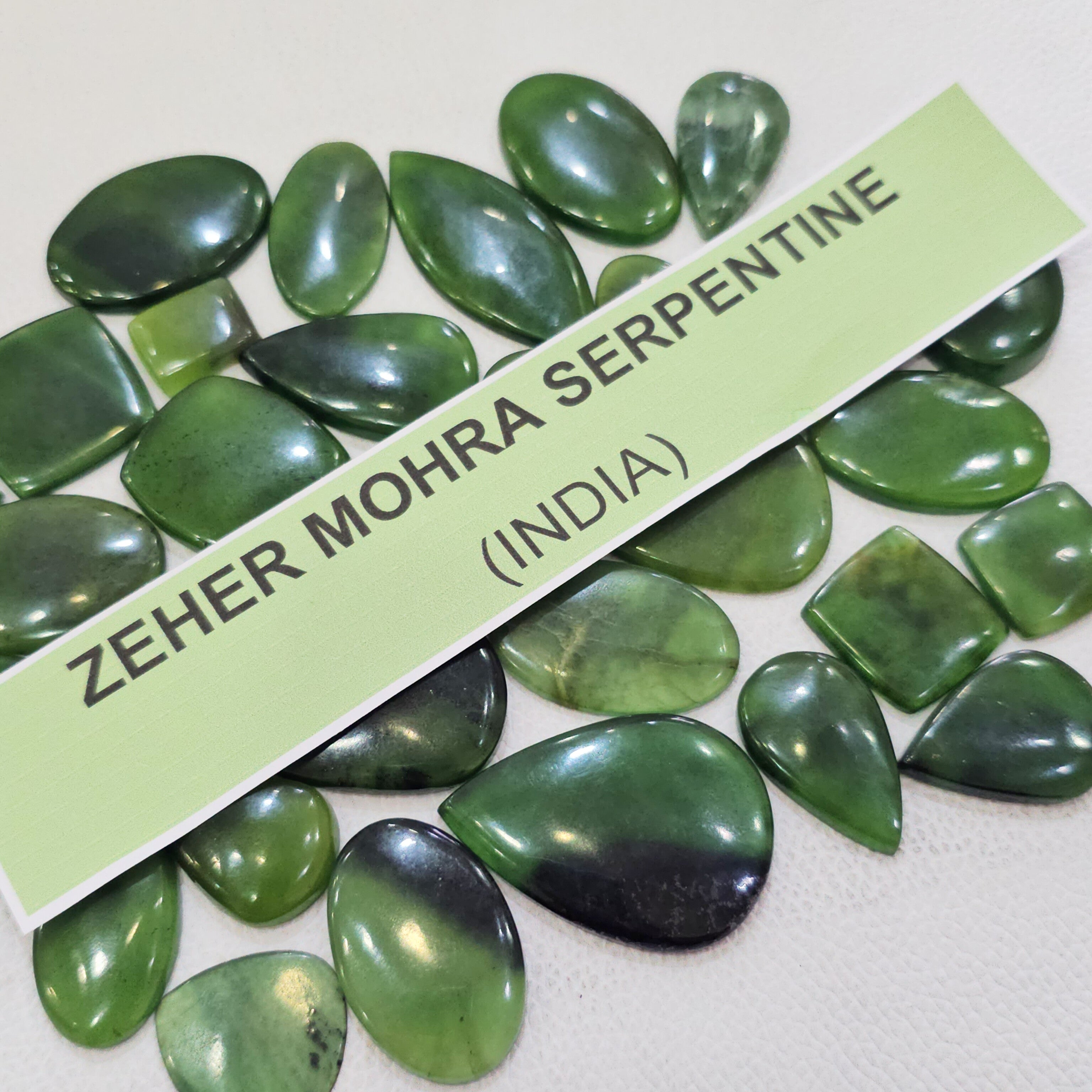 250 Grams Natural Zeher Mohra Serpentine Gemstones | 50Pcs (Approx.) | 15–45mm - The LabradoriteKing