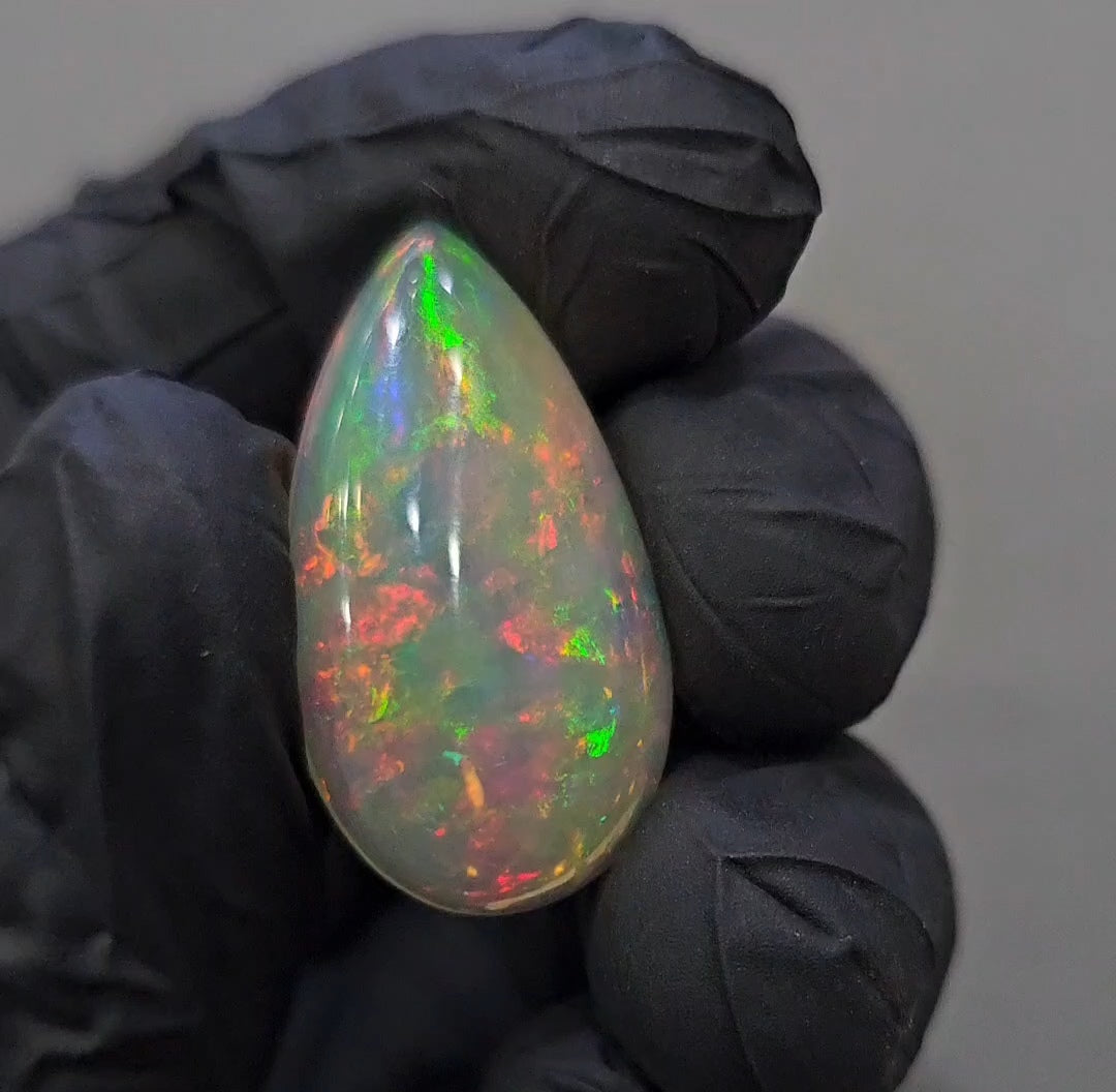 Natural Ethiopian Opal Cabochon Multi Fire | Pear| Size: 28x15mm | 15.2Cts - The LabradoriteKing