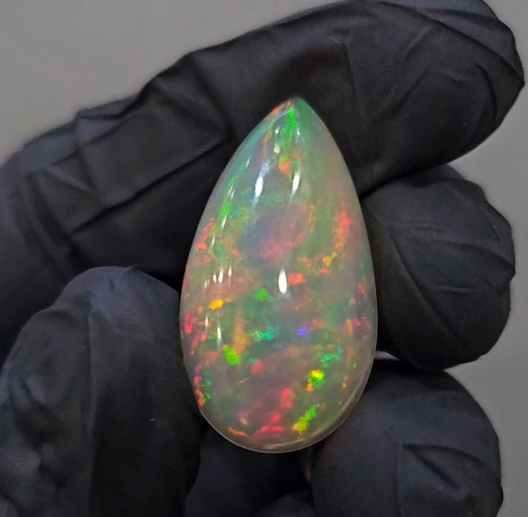 Natural Ethiopian Opal Cabochon Multi Fire | Pear| Size: 28x15mm | 15.2Cts - The LabradoriteKing