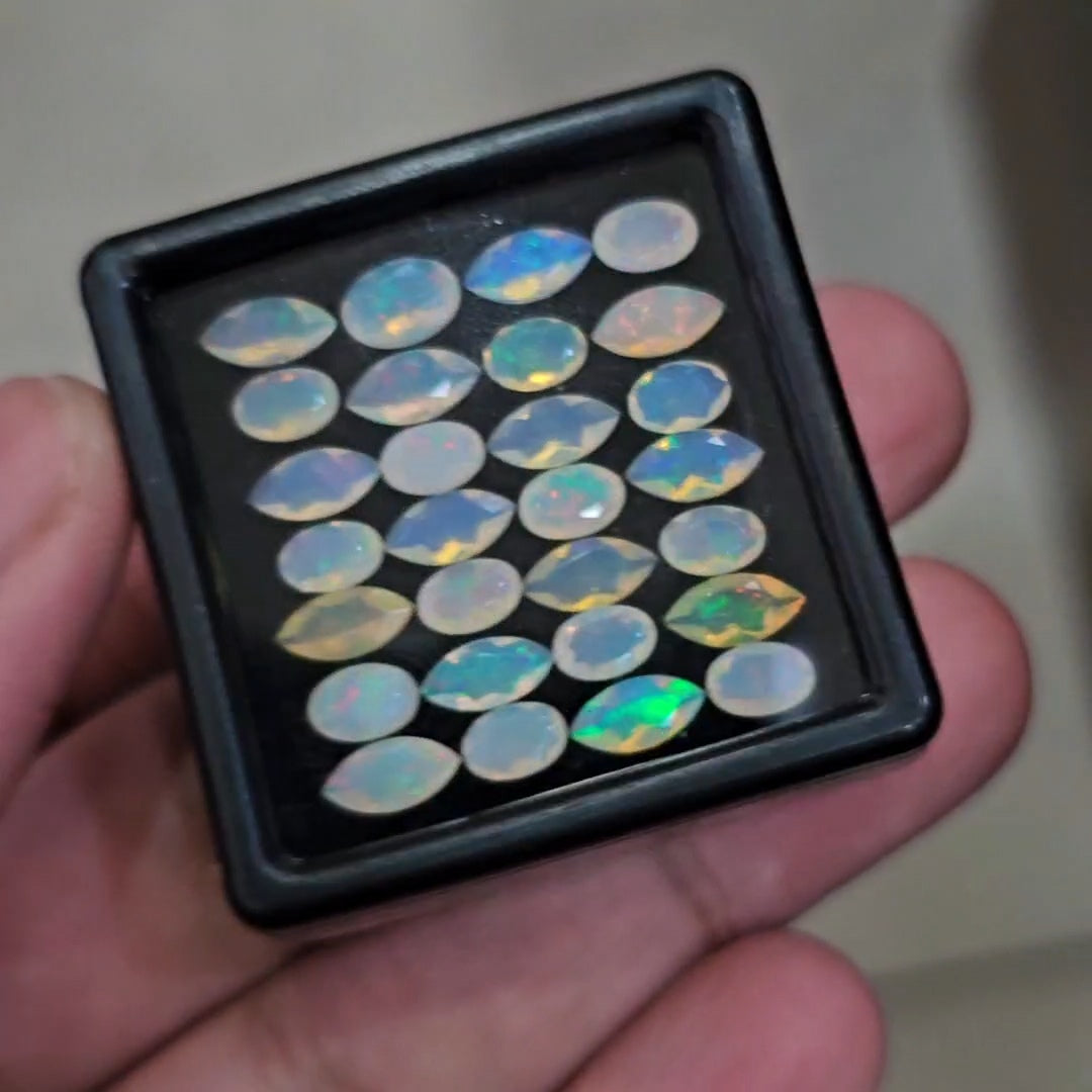 28 Pcs Natural Ethiopian Opal Faceted |Mix|7-5mm|8.2 Cts - The LabradoriteKing