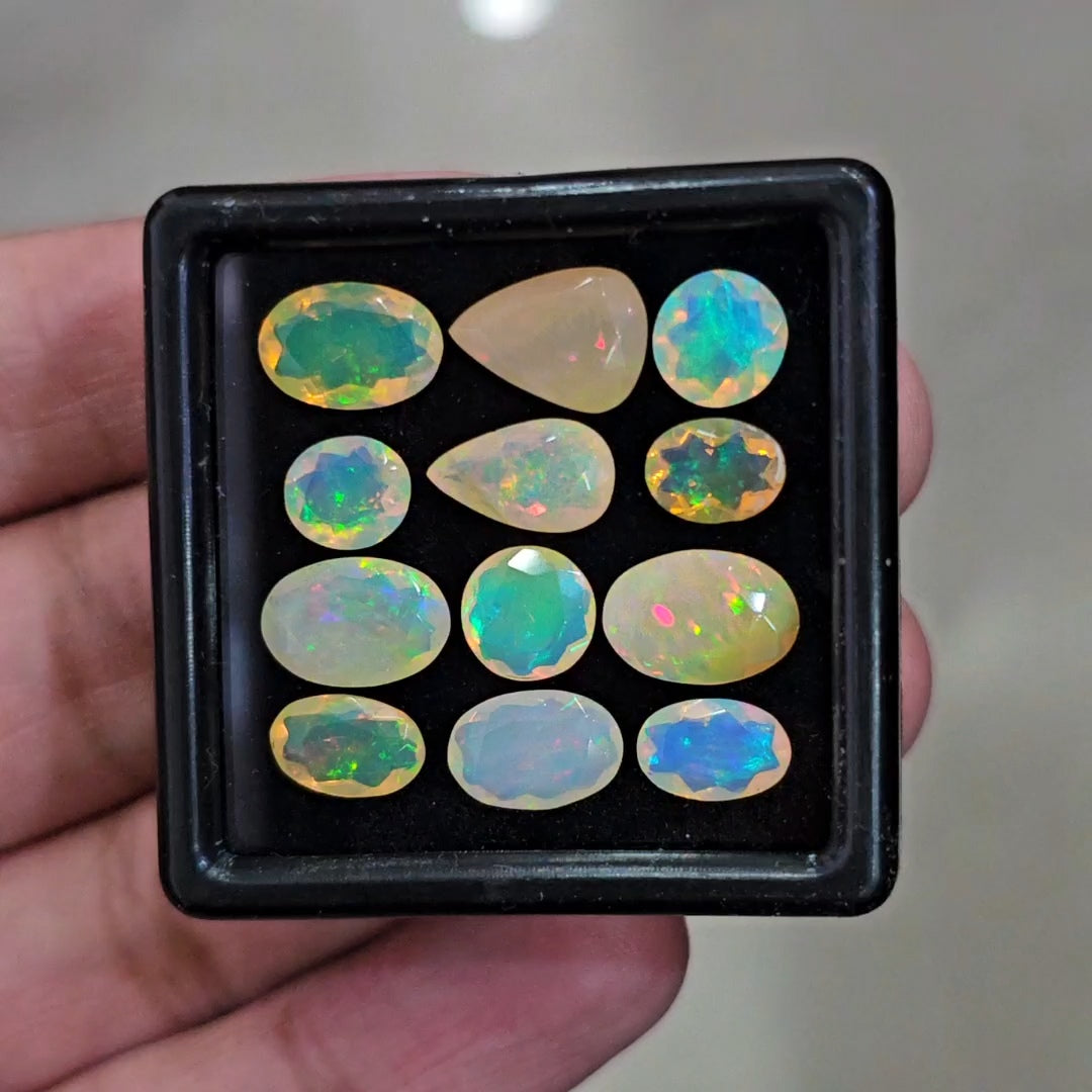 12 Pcs Natural Ethiopian Opal Faceted | Mix| 10-7mm | 13.4Cts - The LabradoriteKing