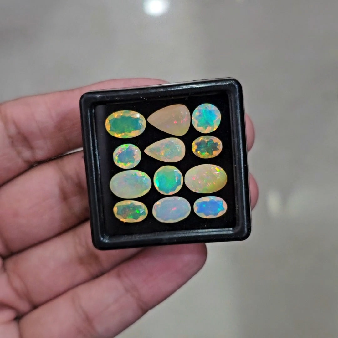 12 Pcs Natural Ethiopian Opal Faceted | Mix| 10-7mm | 13.4Cts - The LabradoriteKing