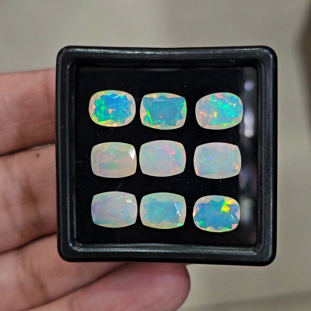 9 Pcs Natural Ethiopian Opal Faceted | Rectangle| 9x7mm | 9.9Cts - The LabradoriteKing