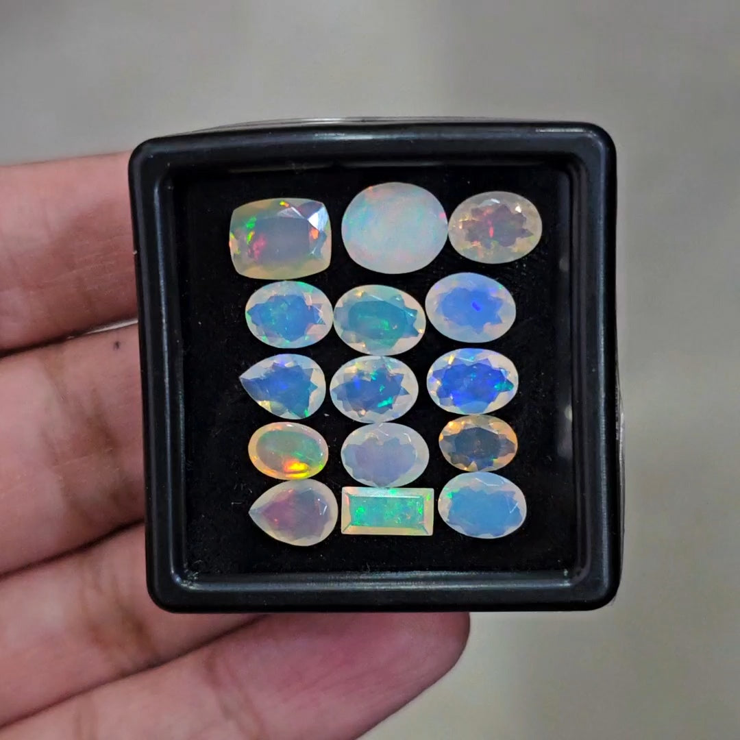 15 Pcs Natural Ethiopian Opal Faceted | Mix | 9-6mm | 10Cts - The LabradoriteKing