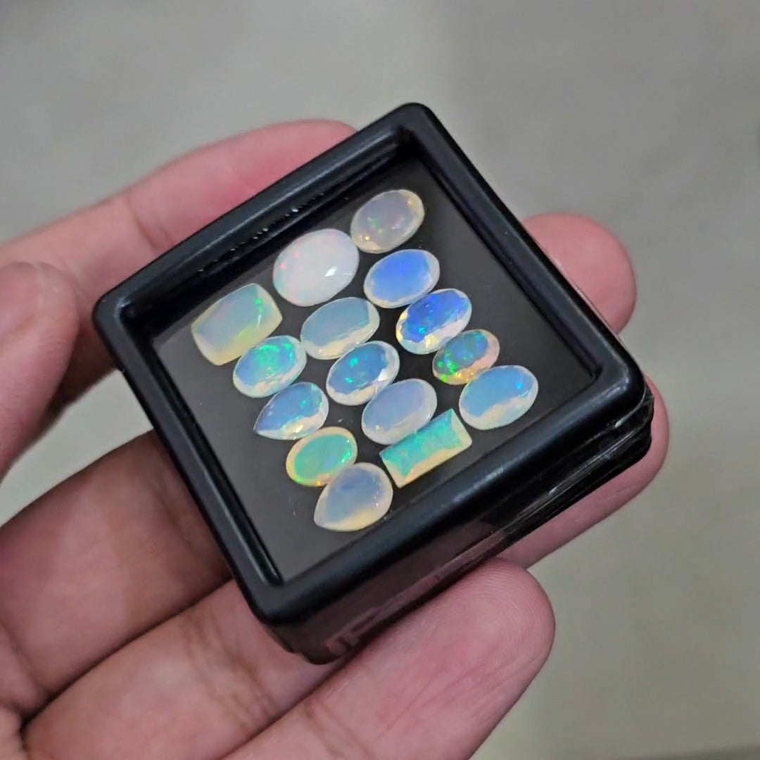 15 Pcs Natural Ethiopian Opal Faceted | Mix | 9-6mm | 10Cts - The LabradoriteKing