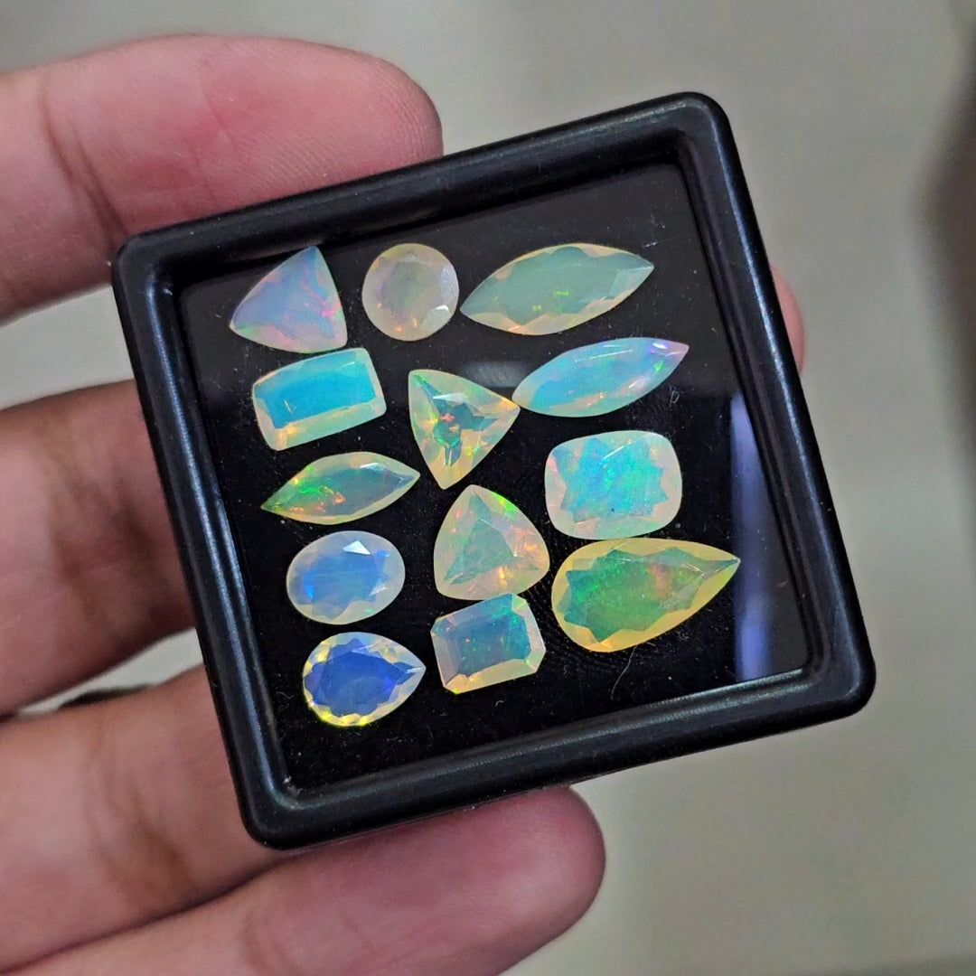 13 Pcs Natural Ethiopian Opal Faceted | Mix | 6-13mm | 9.9Cts - The LabradoriteKing