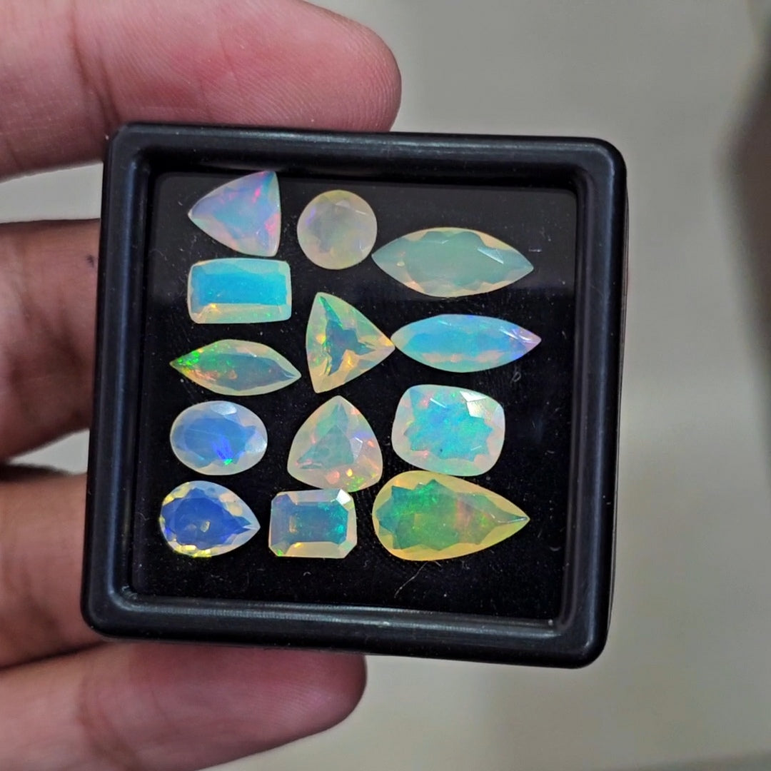 13 Pcs Natural Ethiopian Opal Faceted | Mix | 6-13mm | 9.9Cts - The LabradoriteKing