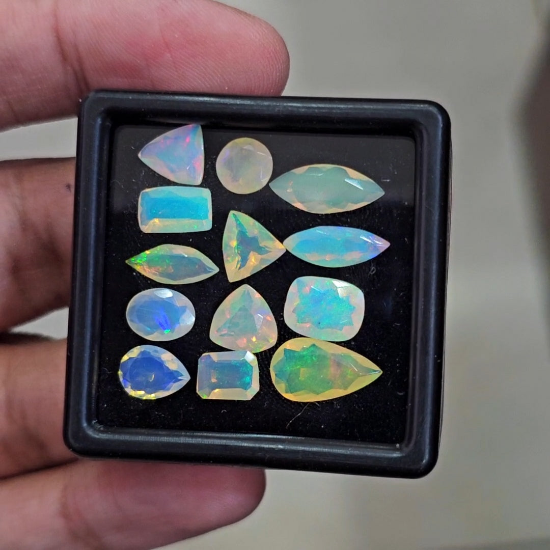 13 Pcs Natural Ethiopian Opal Faceted | Mix | 6-13mm | 9.9Cts - The LabradoriteKing
