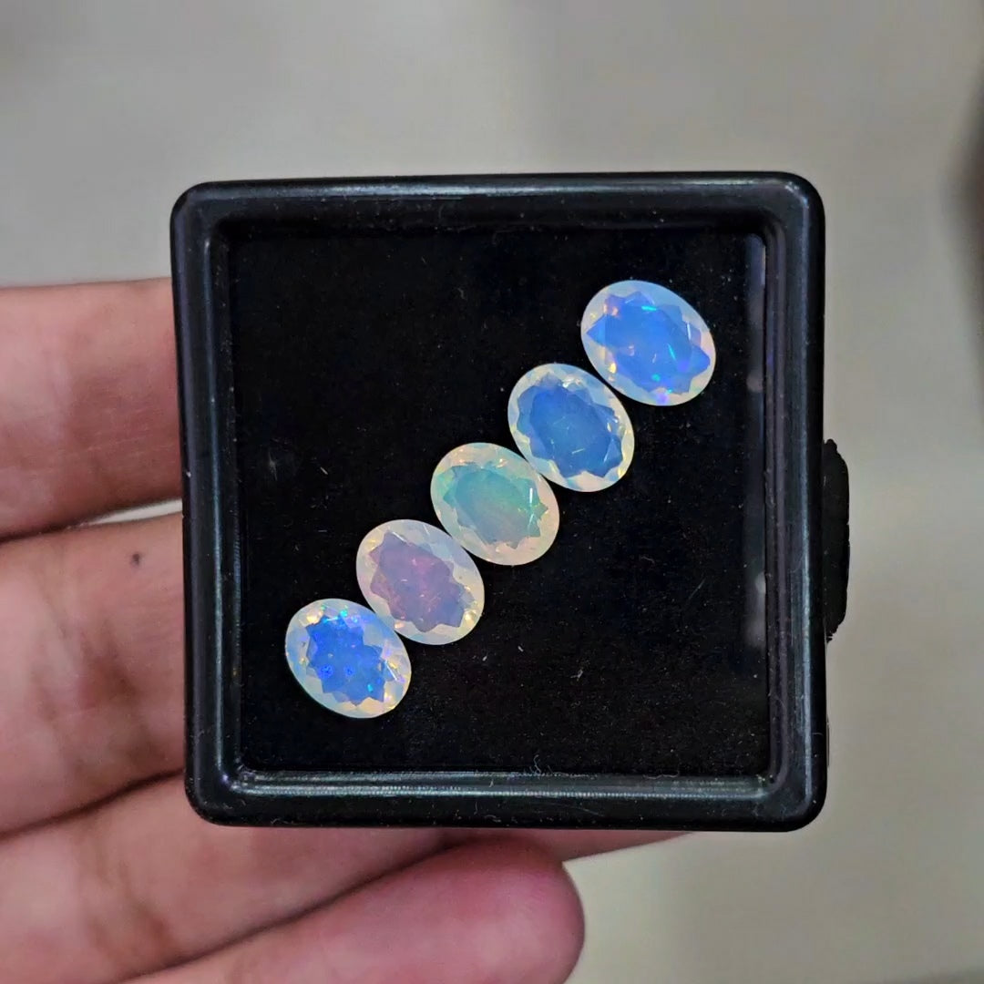 5 Pcs Natural Ethiopian Opal Faceted | Oval | 9x7mm | 5.8Cts - The LabradoriteKing