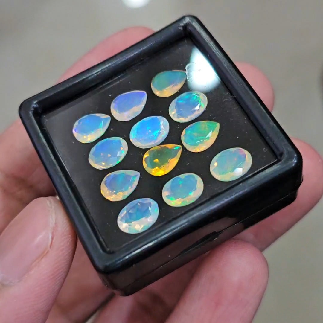 12 Pcs Natural Ethiopian Opal Faceted | Oval & Pear | 8x6mm | 8.7Cts - The LabradoriteKing