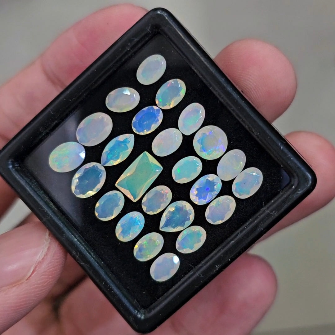 24 Pcs Natural Ethiopian Opal Faceted | Mix | 6-8mm | 8Cts - The LabradoriteKing