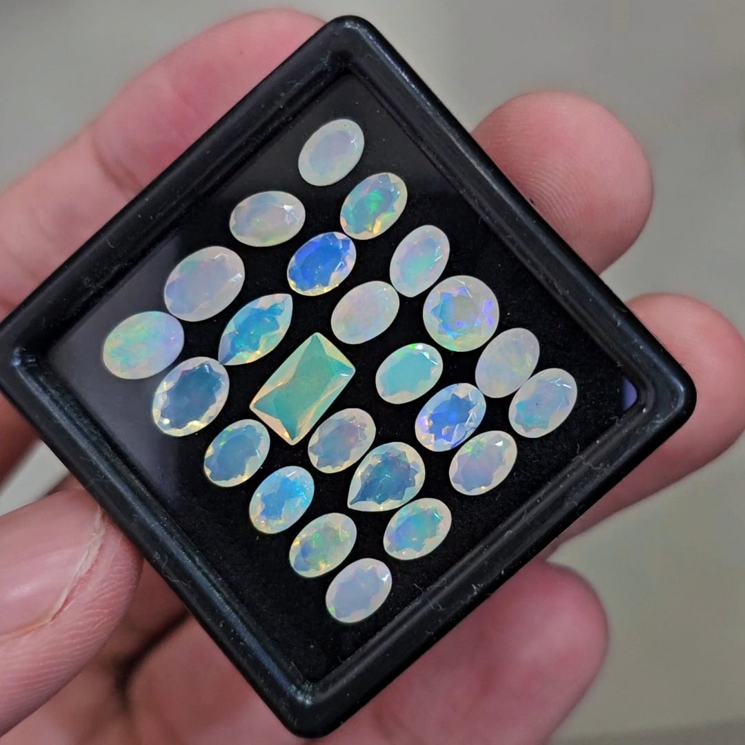 24 Pcs Natural Ethiopian Opal Faceted | Mix | 6-8mm | 8Cts - The LabradoriteKing