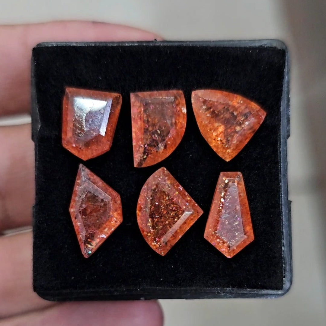 6 Pcs Natural Sunstone Faceted | Mix Shape | Size: 9-13mm - The LabradoriteKing