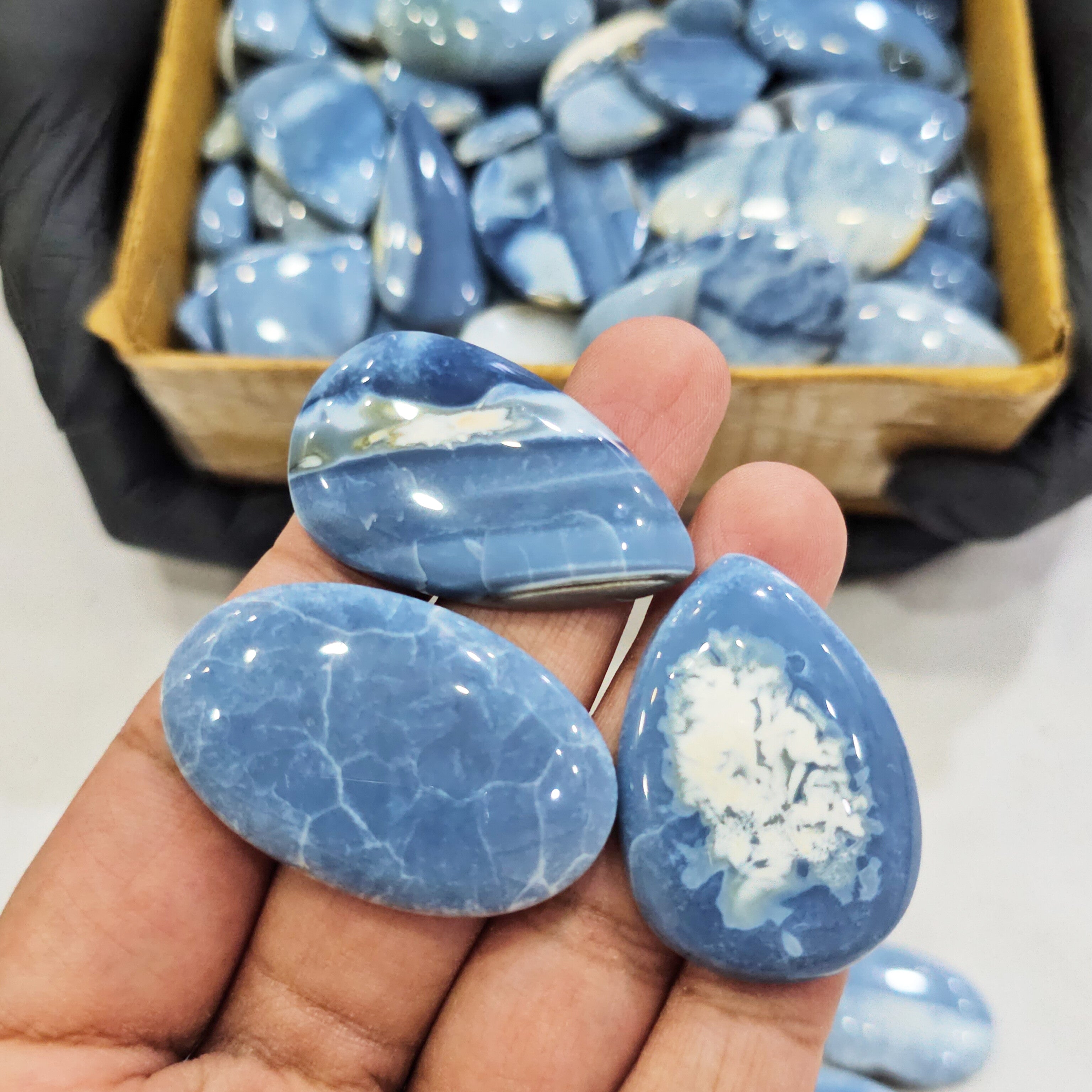 500 Grams Natural Deep Owyhee Blue Opal Gemstones | 60-70 Pcs (Approx.) | 15–45mm - The LabradoriteKing